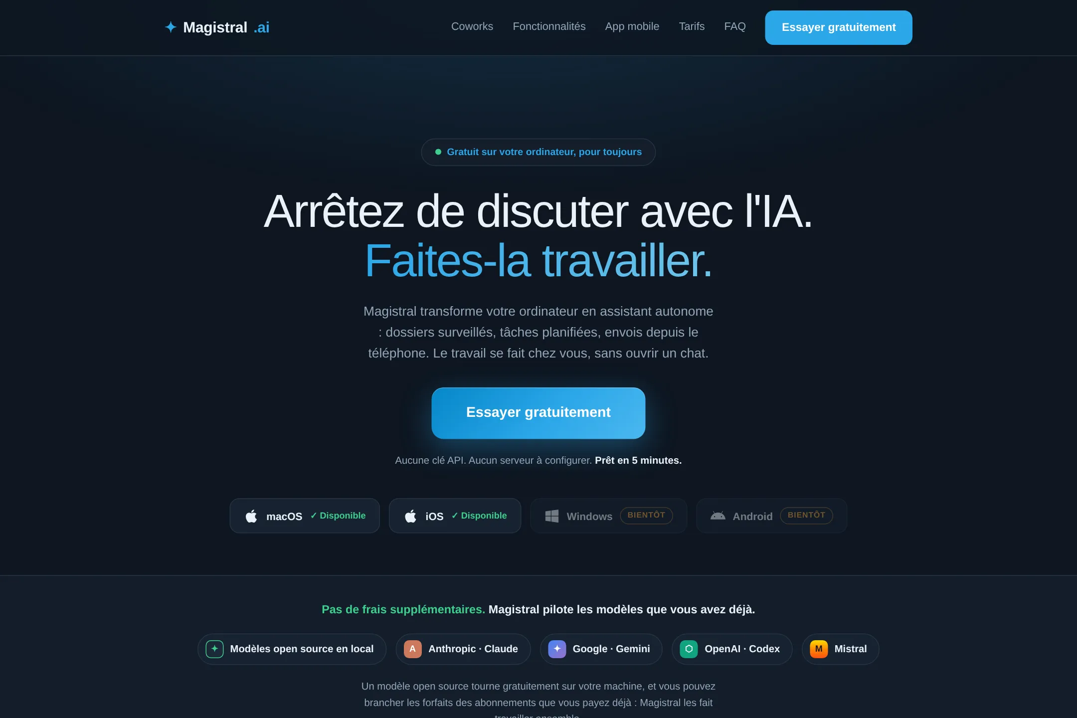 Page d’accueil de Magistral